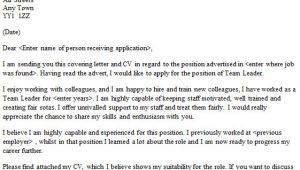 Cover Letter for Team Leader Position Examples Team Leader Cover Letter Sample Lettercv Com