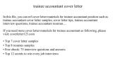 Cover Letter for Trainee Accountant Position Trainee Accountant Cover Letter