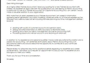 Cover Letter for Trainee Accountant Position Trainee Accountant Cover Letter Sample Cover Letter