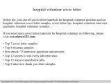 Cover Letter for Volunteer Position In Hospital Hospital Volunteer Cover Letter