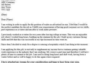 Cover Letter for Waitressing Job Letter Of Application Letter Of Application Waitress