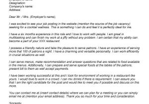 Cover Letter for Waitressing Job Sample Resume for Cocktail Waitress Job Position