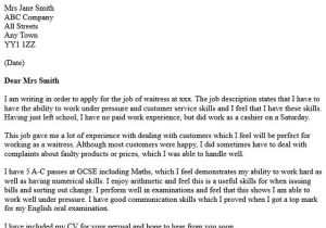 Cover Letter for Waitressing Job Waitress Cover Letter Example In Cover Letters Page 1 Of 1