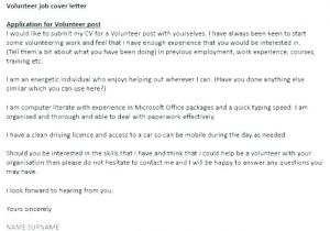 Cover Letter for Working with Animals Sample Cover Letter for Volunteering Hospital Volunteer