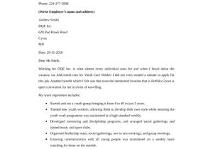 Cover Letter for Working with Youth Basic Youth Care Worker Cover Letter Samples and Templates