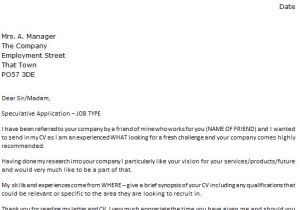 Cover Letter Not for A Specific Job Cover Letter Example for Unadvertised Job Openings