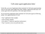 Cover Letter Sample for Call Center Agents Call Center Agent Application Letter