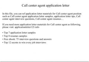 Cover Letter Sample for Call Center Agents Call Center Agent Application Letter