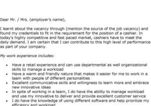 Cover Letter Samples for Cashier with No Experience Cashier Cover Letter Musiccityspiritsandcocktail Com