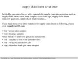Cover Letter Supply Chain Internship Supply Chain Intern Cover Letter