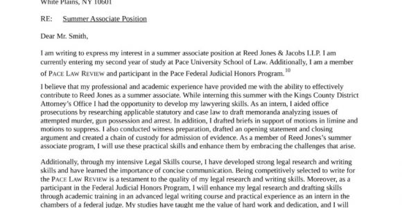 Cover Letter to A Law Firm Law Firm Summer associate Cover Letter Samples and Templates