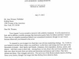 Cover Letter to A Publisher Boston Mayor Menino Writes Letter to Rolling Stone