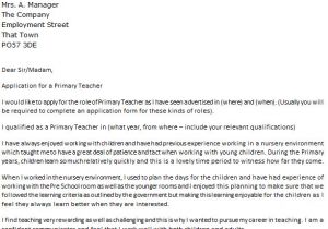 Cover Letter to Be A Teacher Primary Teacher Cover Letter Example Icover org Uk