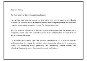 Cover Letter to Show Interest In Job Dental assistant Cover Letter Sample Pdf