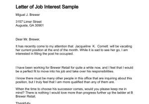Cover Letter to Show Interest In Job Sample Letter Interest Job Position Sample Business Letter