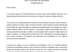 Cover Letters for College Applications 6 Admissions Counselor Cover Letters to Download Sample