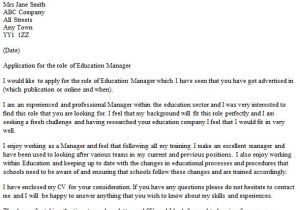 Cover Letters for Educators Education Manager Cover Letter Example Icover org Uk
