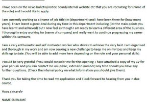 Cover Letters for Internal Positions Internal Job Cover Letter Example Icover org Uk