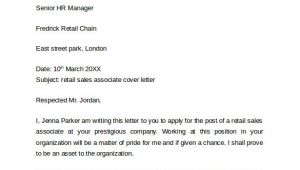 Cover Letters for Retail Sales associate 10 Retail Cover Letter Templates to Download for Free