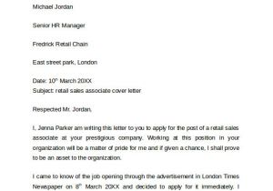 Cover Letters for Retail Sales associate 10 Retail Cover Letter Templates to Download for Free