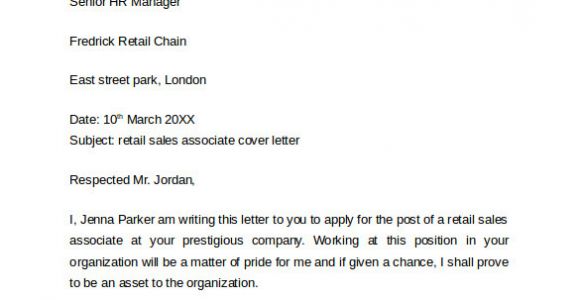 Cover Letters for Retail Sales associate 10 Retail Cover Letter Templates to Download for Free