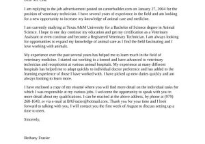 Cover Letters for Tech Jobs Basic Veterinary Technician Cover Letter Samples and Templates
