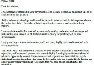 Cover Letters for Tech Jobs Dental Technician Cover Letter Example Learnist org