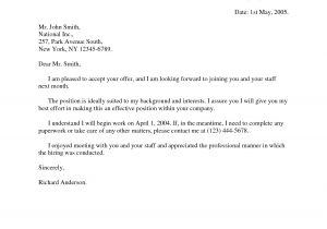 Cover Letters that Get the Job Acceptance Of Job Offer Cover Letter Sample for