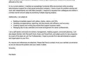 Covering Letter Example for Administrative Position Best Administrative assistant Cover Letter Examples