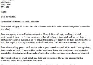 Covering Letter Examples for Retail Retail assistant Cover Letter Example Icover org Uk