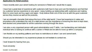 Covering Letter Examples for Retail Retail Cover Letter Example Icover org Uk