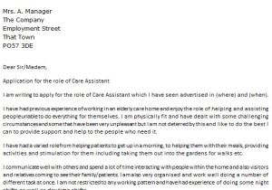 Covering Letter for Care assistant Care assistant Cover Letter Example Icover org Uk