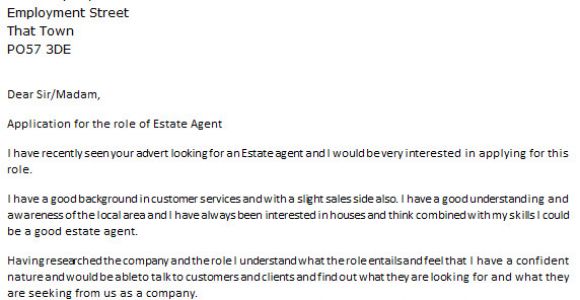 Covering Letter for Estate Agent Job Estate Agent Cover Letter Example Icover org Uk