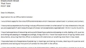 Covering Letter for Office Administrator Office Administrator Cover Letter Example Icover org Uk