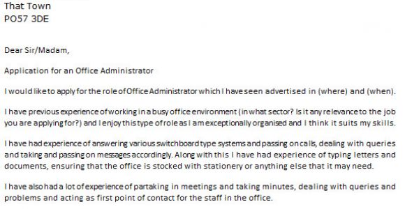 Covering Letter for Office Administrator Office Administrator Cover Letter Example Icover org Uk