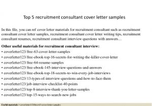 Covering Letter for Recruitment Consultant top 5 Recruitment Consultant Cover Letter Samples