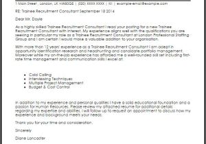 Covering Letter for Recruitment Consultant Trainee Recruitment Consultant Cover Letter Sample Cover