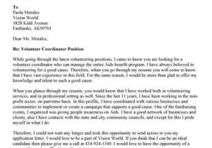 Covering Letter for Volunteer Work Hospice Volunteer Coordinator Cover Letter Sample
