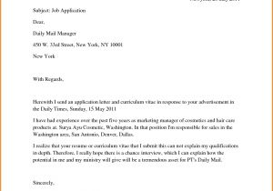 Covering Letter when Applying for A Job Sample Application Letter for Job Applyreference Letters
