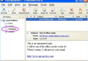 Create Email Template Thunderbird Out Of Office Reply with Thunderbird