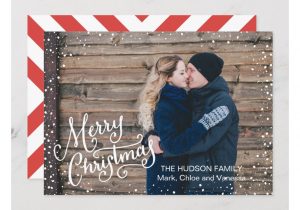 Create Love Card with Photo Hand Lettered Merry Christmas Snow Full Photo Holiday Card