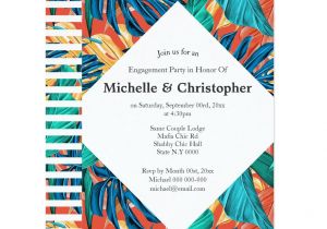 Create Your Own Invitation Card Tropical Leaves Summer island Aloha Colorful Blush