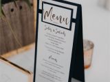 Create Your Own Marriage Card Tent Style Menu In Navy with Rose Gold Wedding Cards