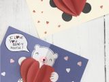 Create Your Own Valentine S Day Card Red Ted Art S Adorable Pop Up Heart Cards I Love You Bear Y