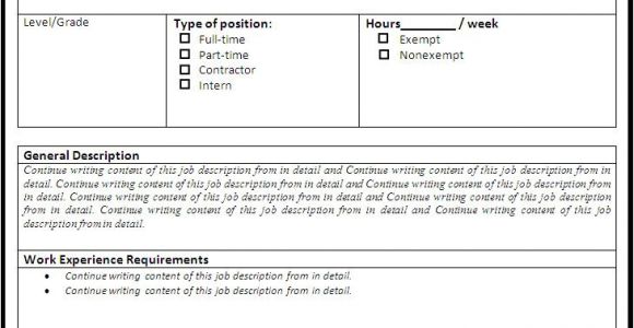Creating A Job Description Template Job Description Template Free formats Excel Word
