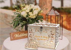 Creative Card Box Ideas Weddings O Heart Diy Wood Wedding Card Box Rustic Gift Box with Lock Wedding Money Box Hollow Hearts Shaped Gift Card Box and Card Sign for Wedding Reception