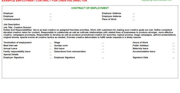 Creative Director Contract Template Creative Director Employment Contracts