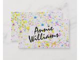 Creative Interior Design Name Card Artist Watercolor Paint Splatters Pattern Modern Business