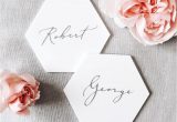 Creative Place Card Ideas for Weddings White Hexagon Place Cards In Acrylic Wedding Cards