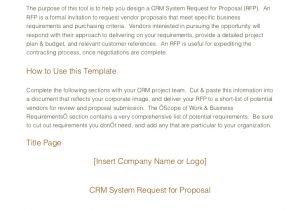 Crm Rfp Template Crm System Rfp Template